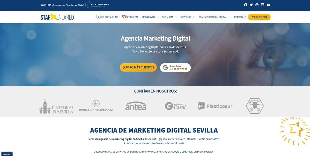 Home page of Starenlared, an SEO agency in Seville