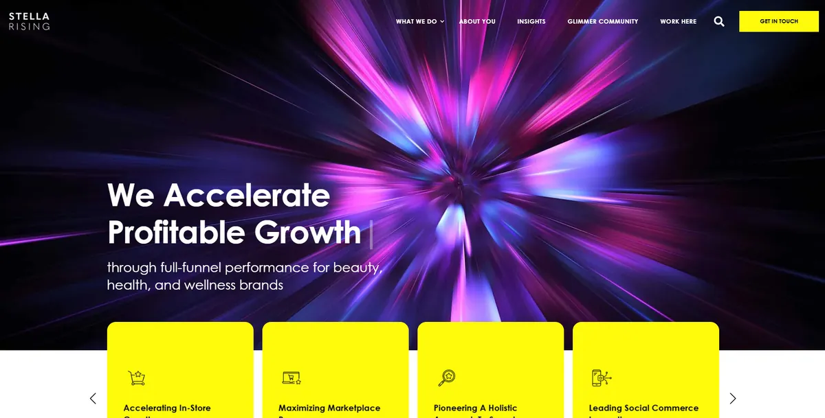 Home page of Stella Rising, an SEO agency in New York
