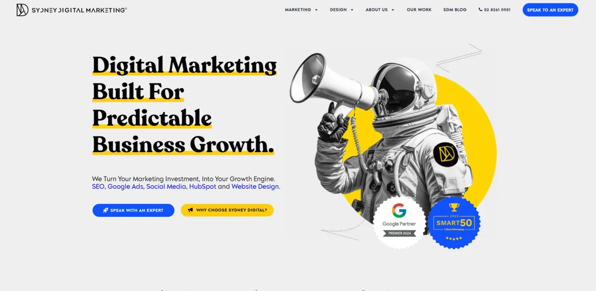 Home page of Sydney Digital Marketing, an SEO agency in Sydney