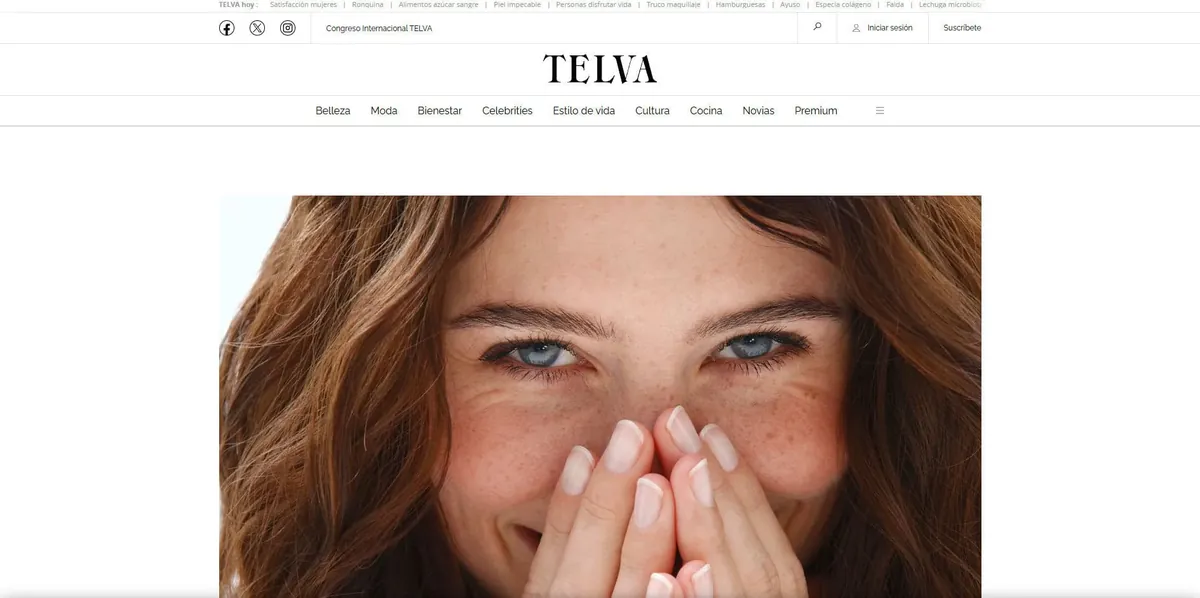 Home page of Telva, a Spanish-language celebrity magazine