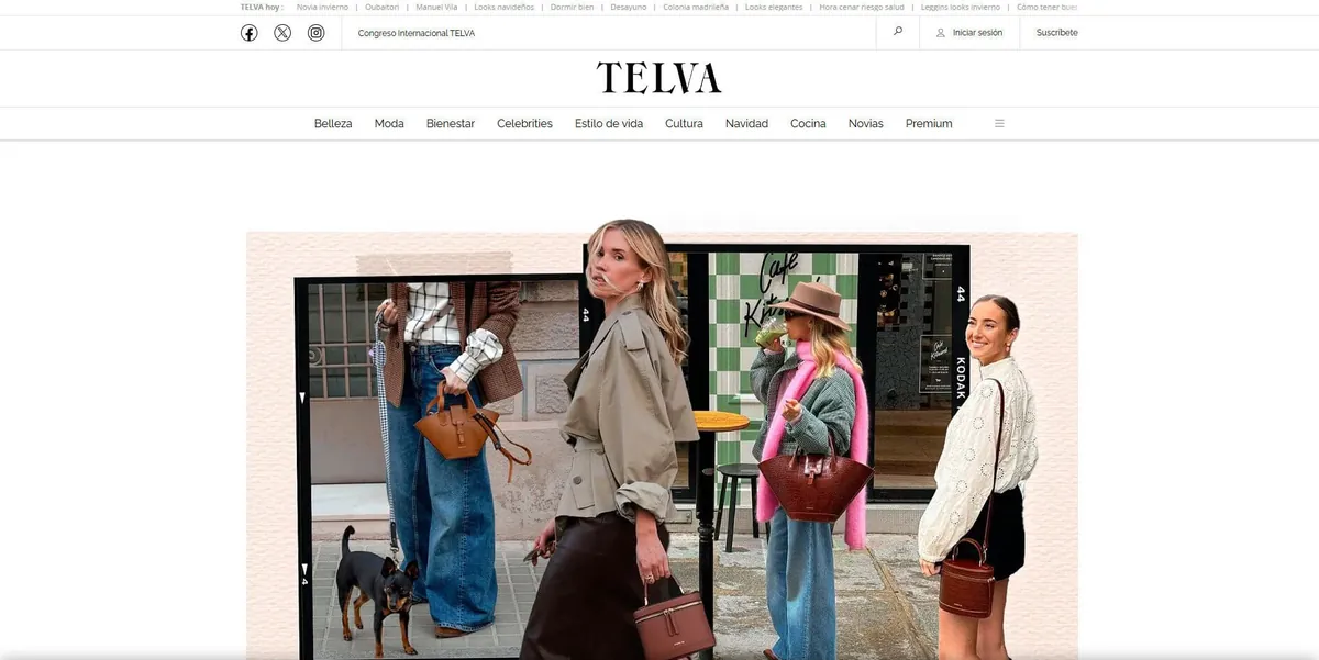 Home page of Telva, a Spanish fashion magazine