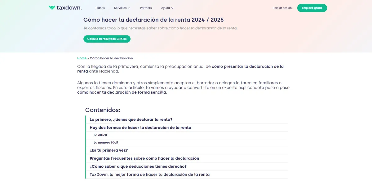 Taxdown guide on how to file the 2024/2025 income tax return, with its contents