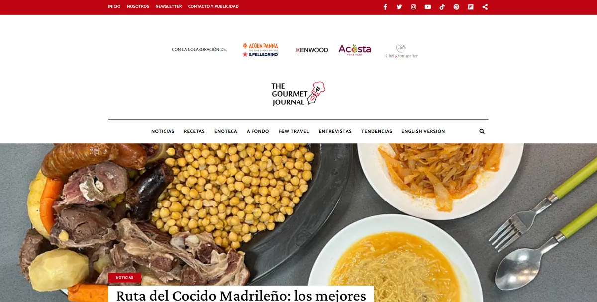 Home page of The Gourmet Journal, a Spanish food site