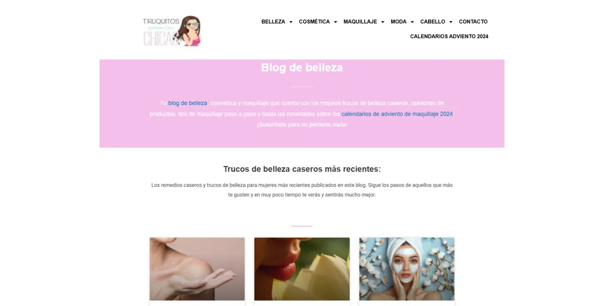 Home page of Truquitos para las chicas, a Spanish beauty site
