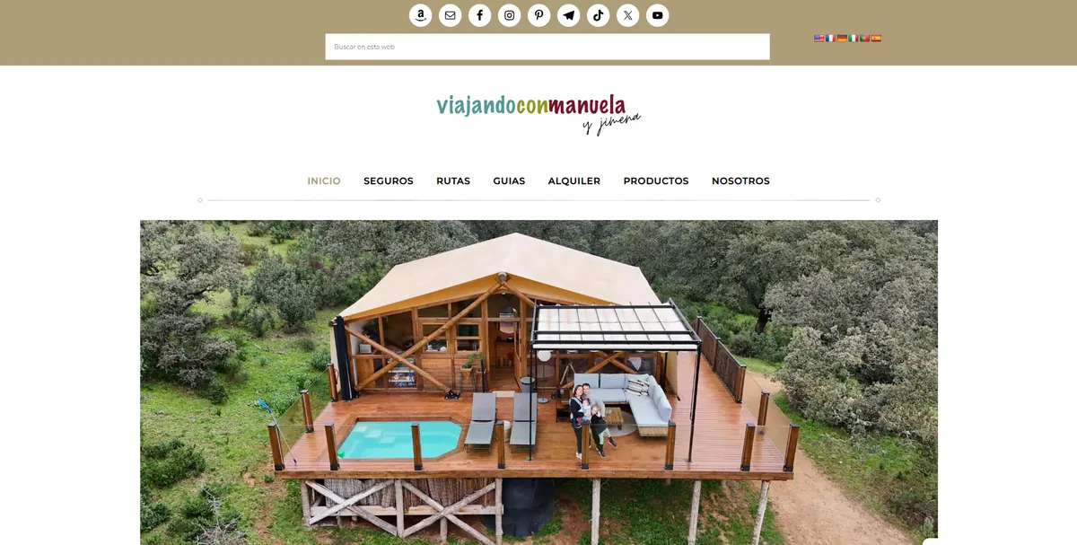 Home page of Viajando con Manuela, a Spanish travel site