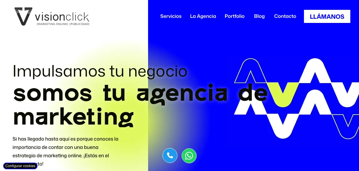 Página de inicio de Visionclick, agencia de marketing digital de Málaga