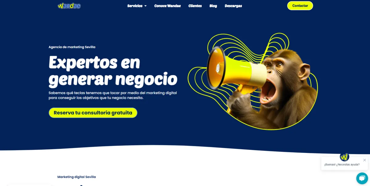 Home page of Wanda eMarketing, an SEO agency in Seville