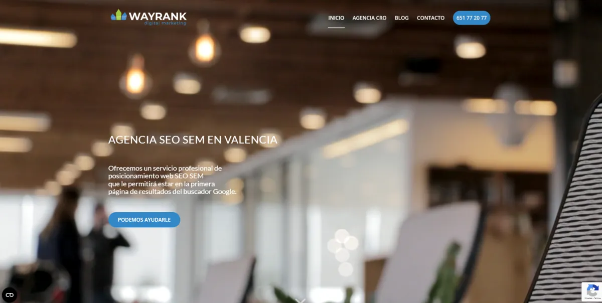 Home page of WayRank, an SEO agency in Valencia