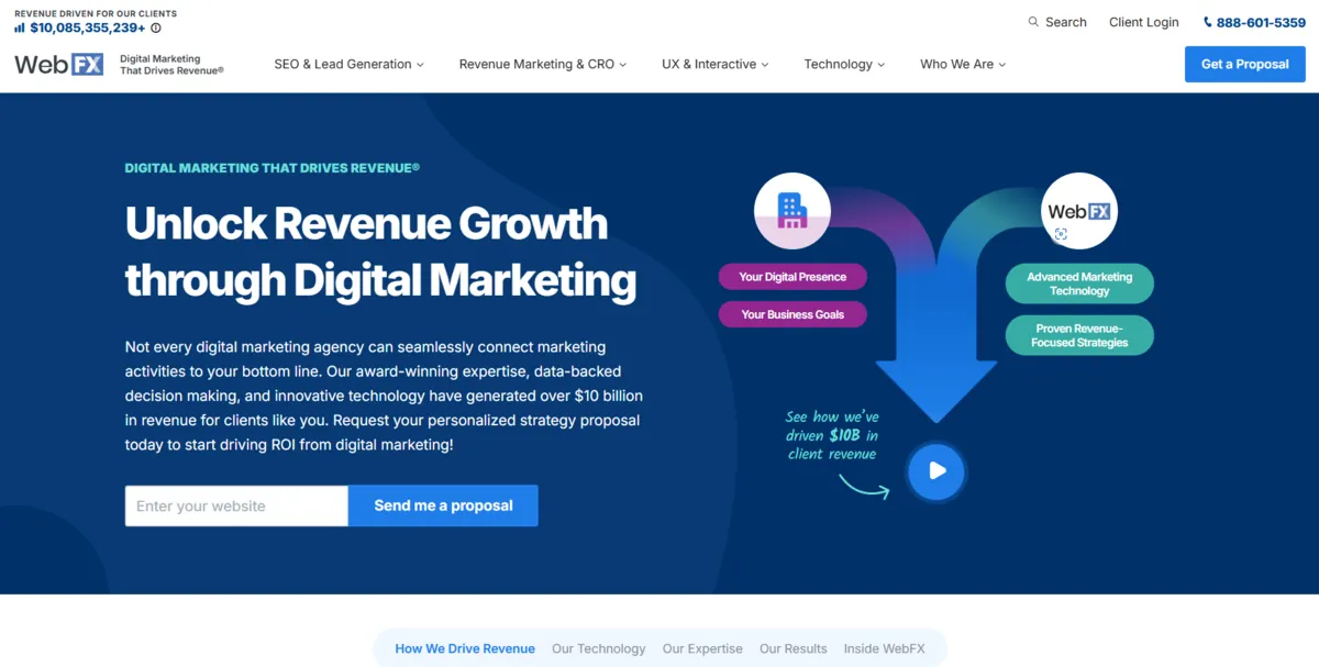 Home page of WebFX, an SEO agency in New York