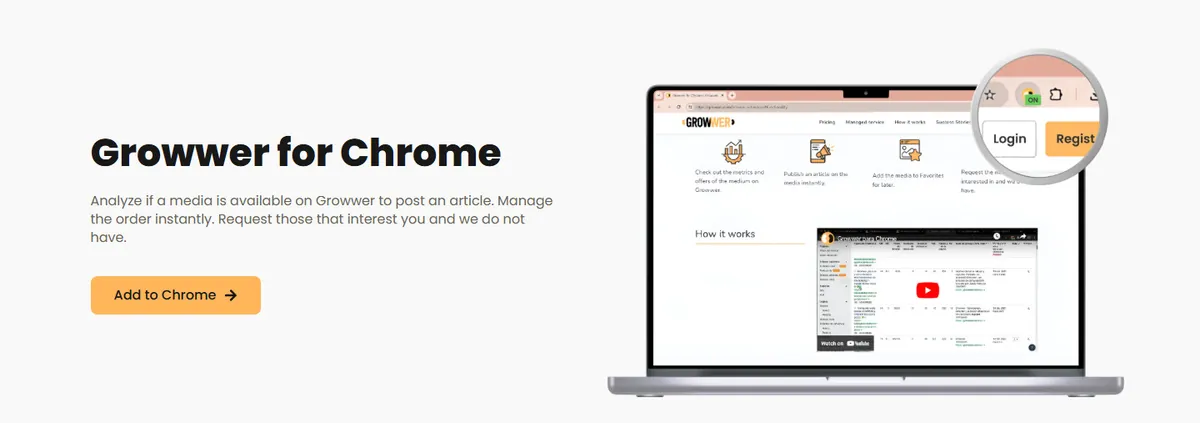 Growwer for Chrome extension page with the Add to Chrome button