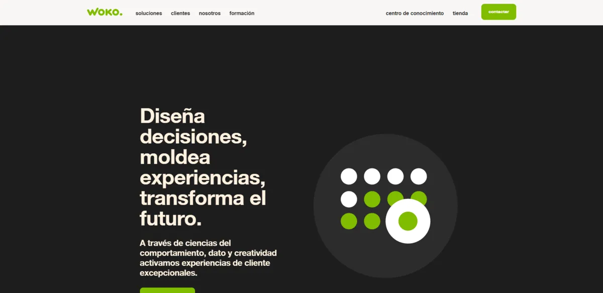 Home page of Woko, an SEO agency in Bilbao