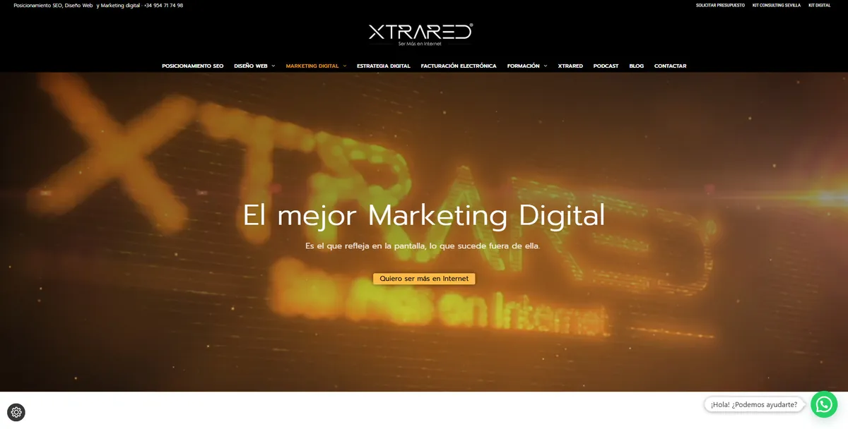 Home page of Xtrared, an SEO agency in Seville