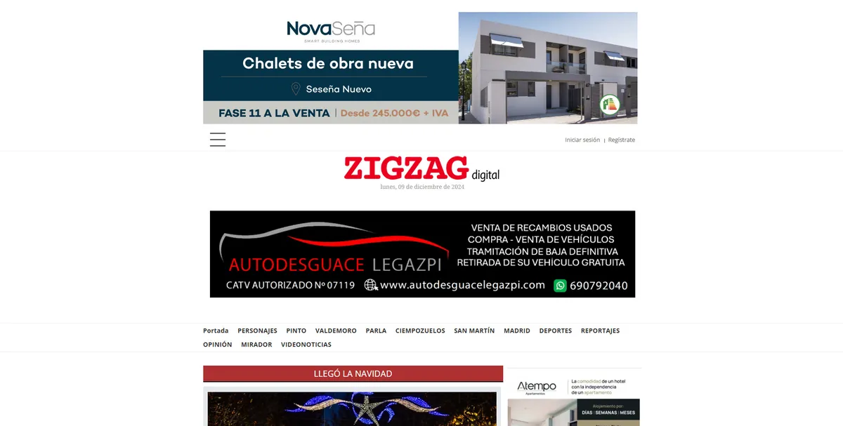 Home page of Zigzag Digital, a newspaper in Madrid