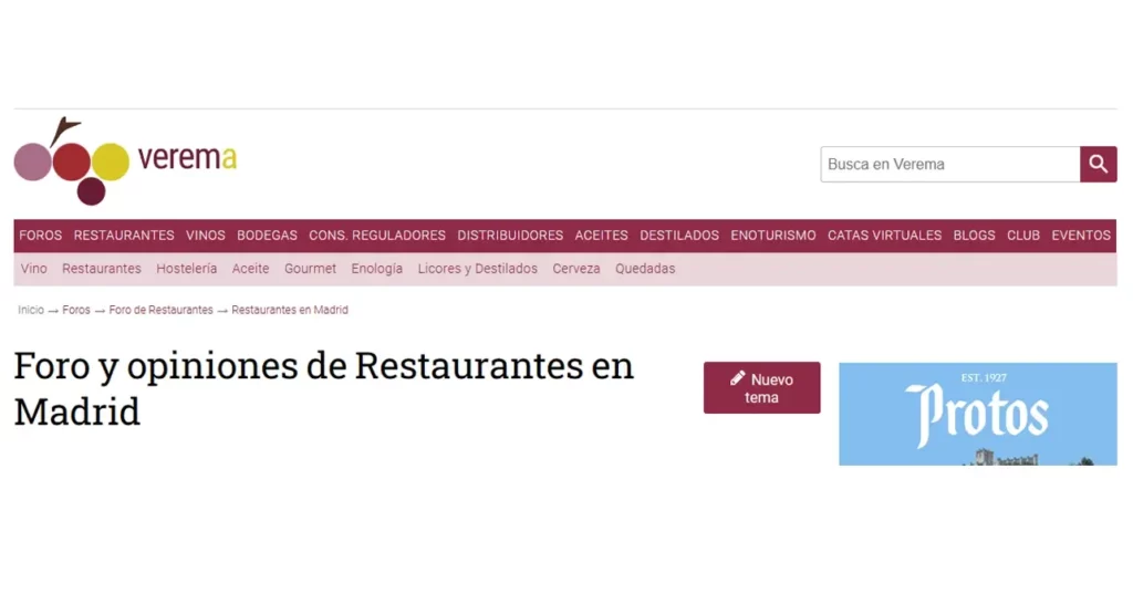Foro de restaurantes en Madrid